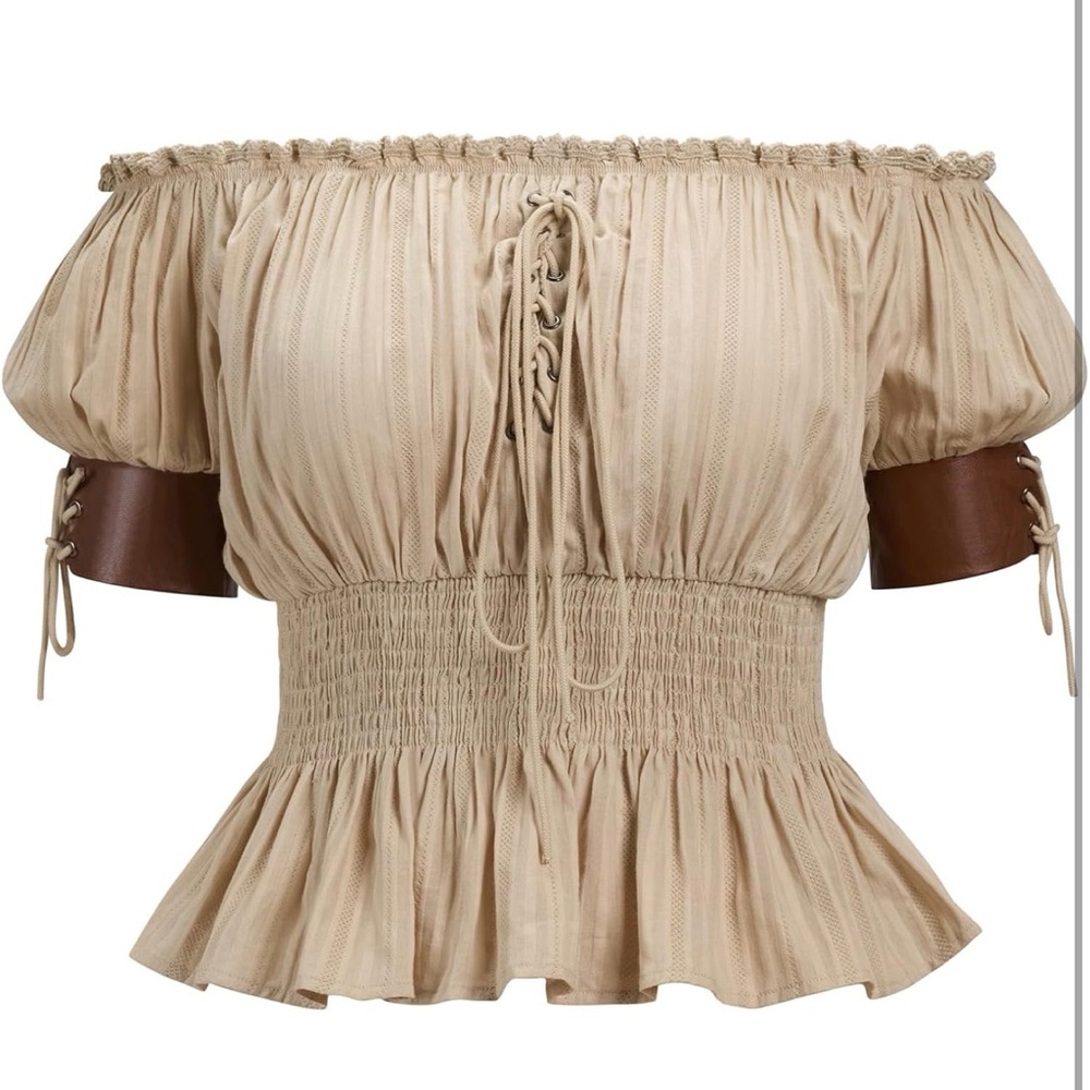 Chic Beige Off-Shoulder Blouse